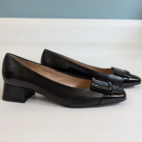 Cristina Millotti Women's Black Leather Square Toed Shoes Size 38.5/US 8